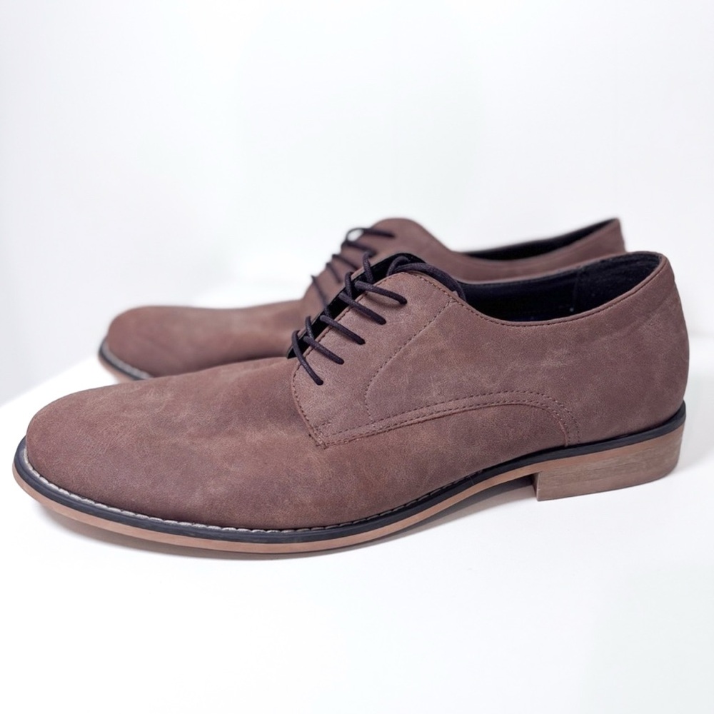 J. Ferrar Swartz Brown Faux Leather Lace Up Oxford Dress Shoes Men’s Size 13M